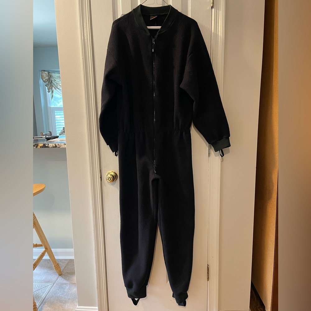Malden Mills Black Polar Fleece Dry Dive Suit Liner 30” w/o stretching x 31” L